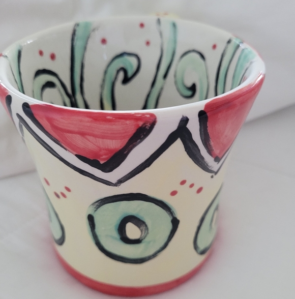 Handmade Vintage Art Pottery MUG Abstract Retro Atomic Pattern - Picture 3 of 8